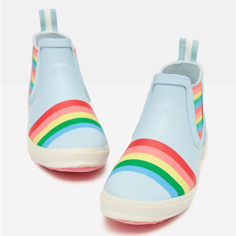 Joules Junior Rainwell Short Height Casual Welly - Blue Rainbow -1